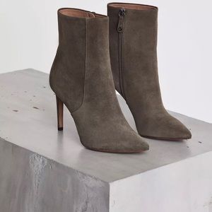 BCBG MAXAZRIA AVA SUEDE STILETTO BOOTIES.